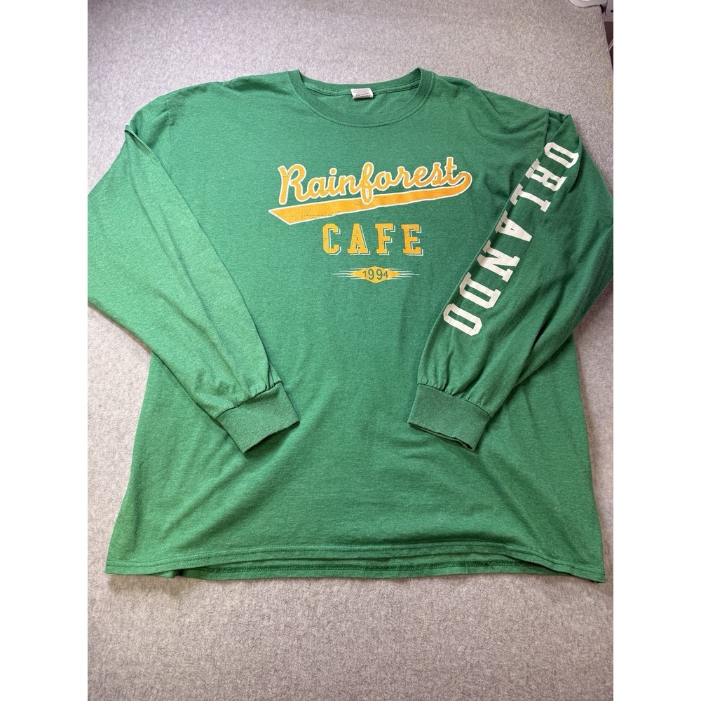 Rainforest‎ Cafe Orlando 1994 Green Long Sleeve Graphic Tee XL Vintage Style 90s